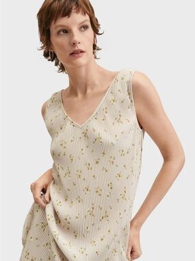 Mango Pale Pink Pleated Dress with Floral Print